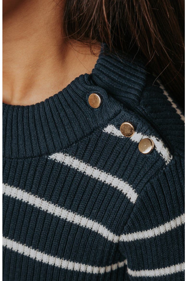 Girls' Organic Mock Neck Sweater, Kids, Alternate, color, Navy Breton Stripe