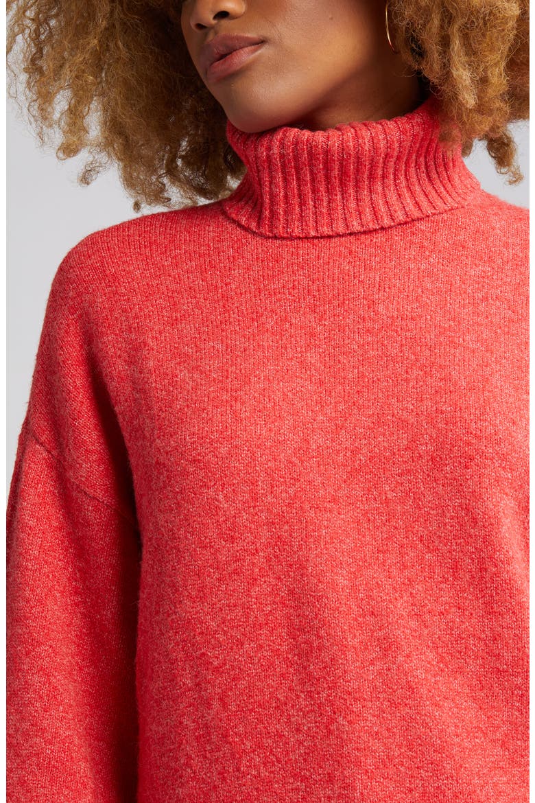 Oversize Turtleneck Sweater, Alternate, color, RED SALSA