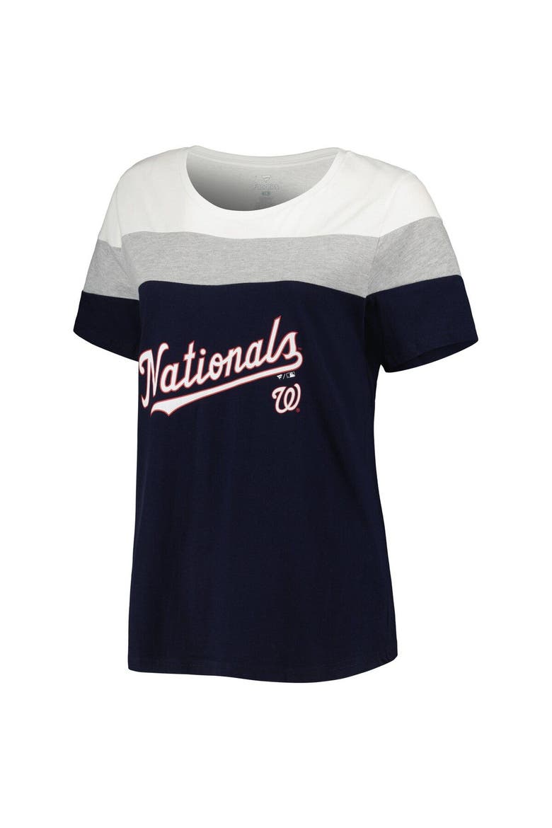 Women's Navy/Heather Gray Washington Nationals Plus Size Colorblock T-Shirt, Alternate, color, Navy