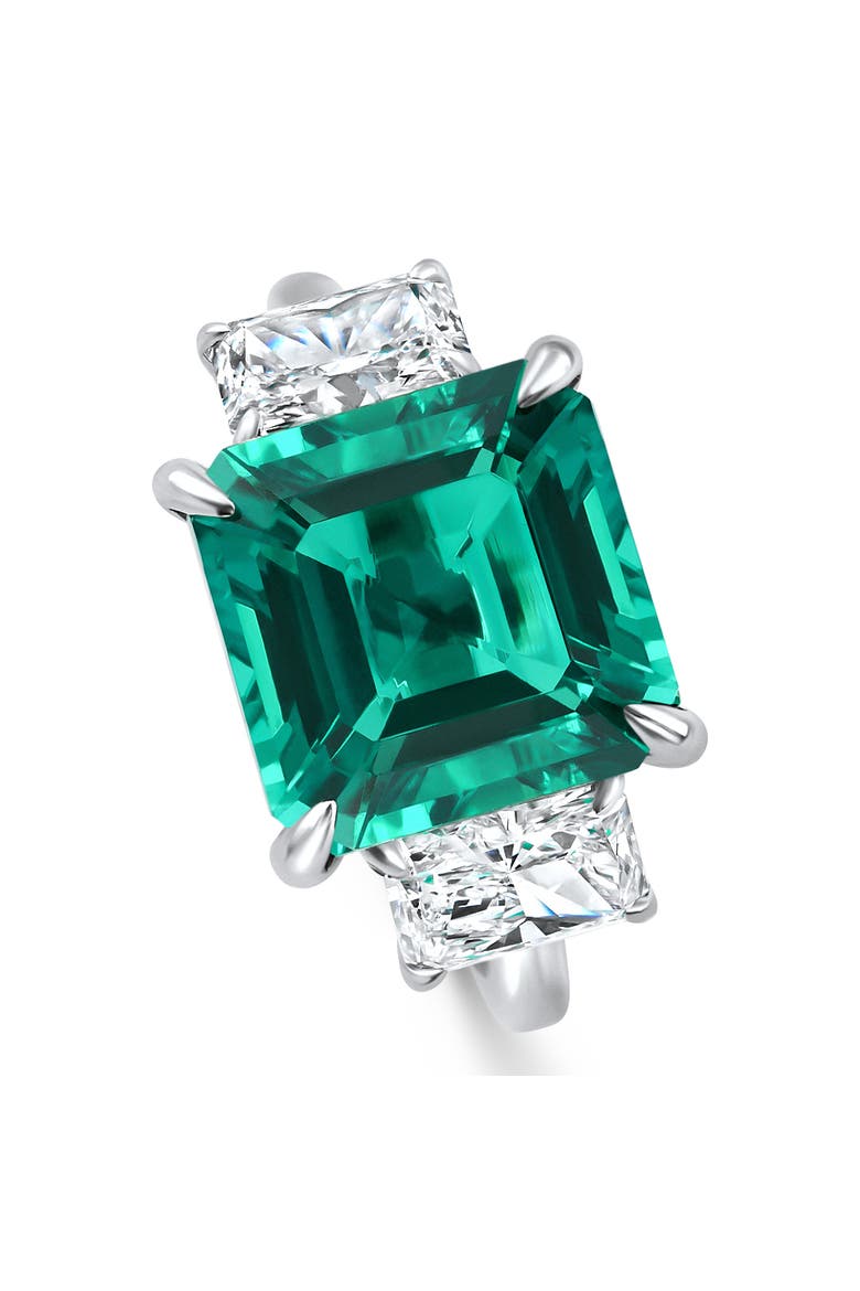 8Ct Asscher Cut Emerald & Diamond Ring 14k Gold or Platinum Lab Grown, Alternate, color, 14k Yellow Gold