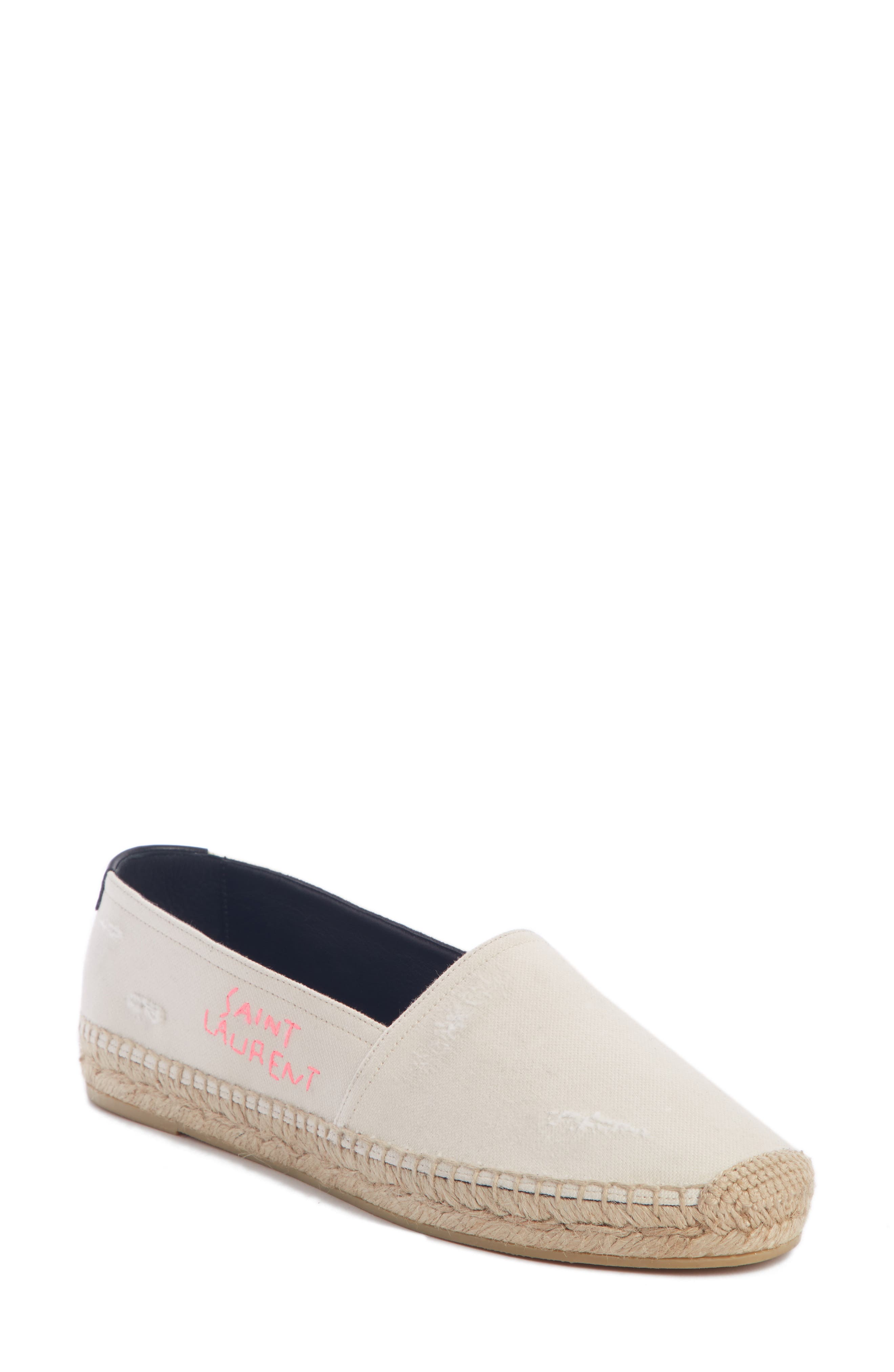 Saint Laurent Logo Embroidered Espadrille, Main, color, 