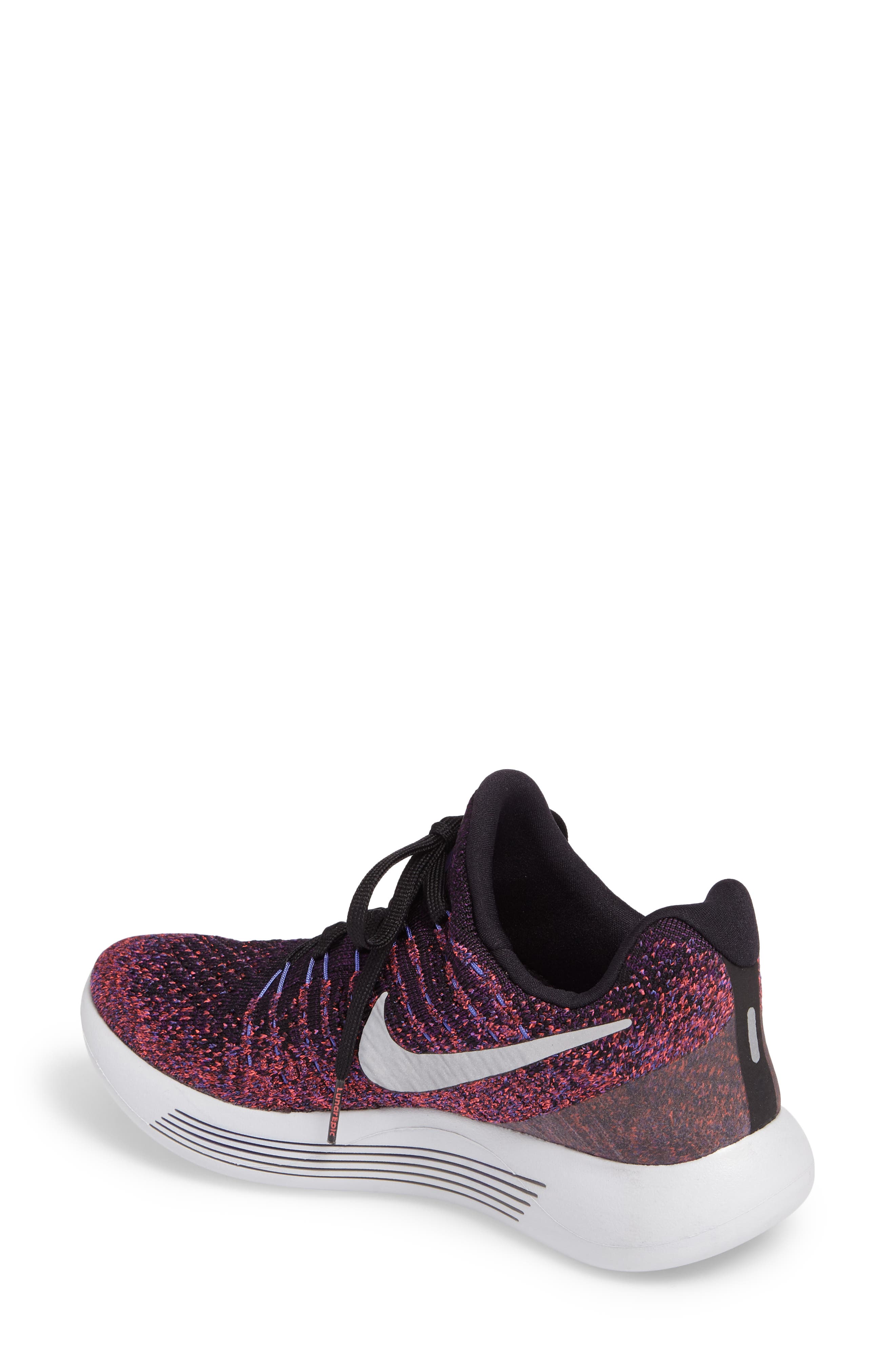 LunarEpic Low Flyknit 2 Running Shoe, Alternate, color, BLACK/ METALLIC SILVER
