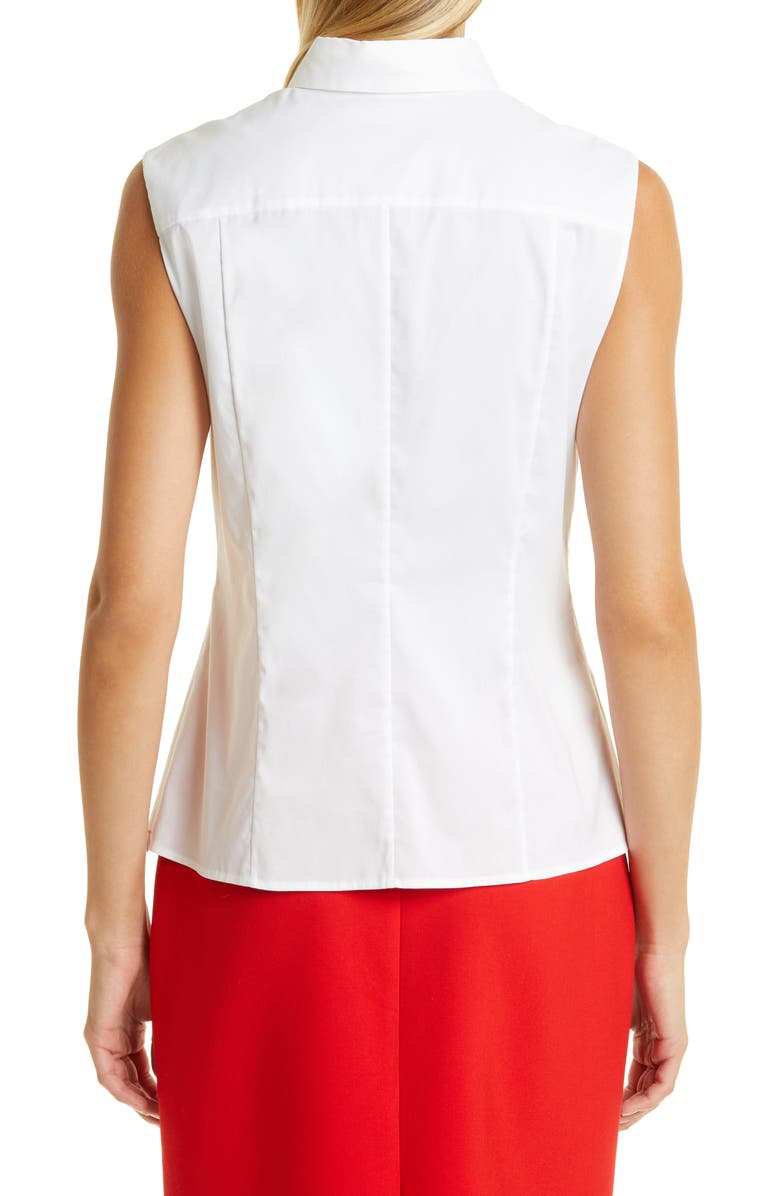 BOSS Bashiva Stretch Poplin Blouse, Alternate, color, White
