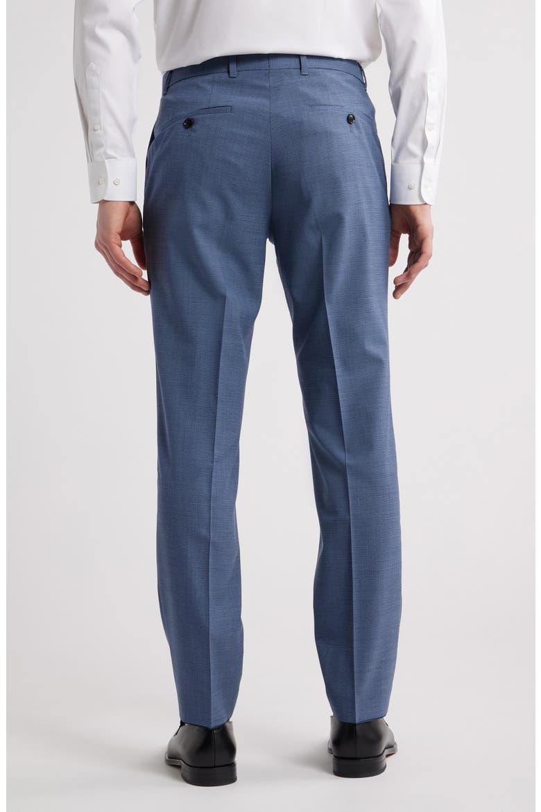 Genius Slim Fit Tan Microcheck Flat Front Stretch Dress Pants, Alternate, color, MEDIUM BLUE