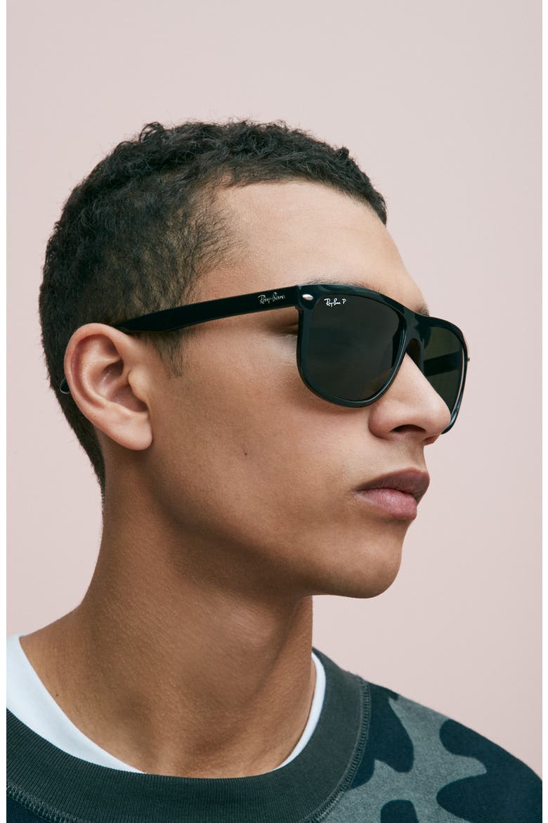 Boyfriend 60mm Polarized Sunglasses, Alternate, color, BLACK/ GREEN P