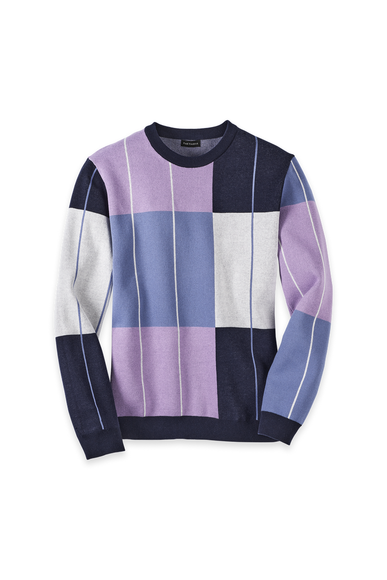 Cotton Crewneck Sweater, Main, color, Navy/Purple
