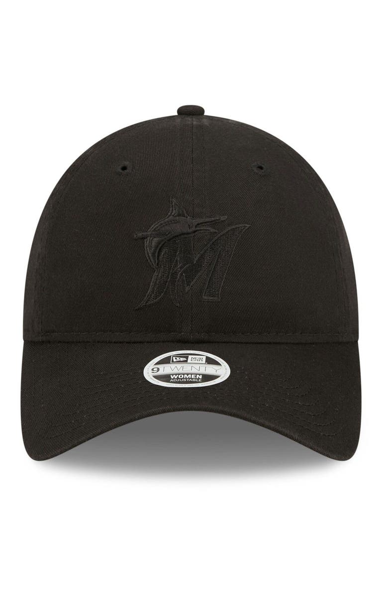 New Era Women's New Era Miami Marlins Black on Black Core Classic II 9TWENTY Adjustable Hat, Alternate, color, Black