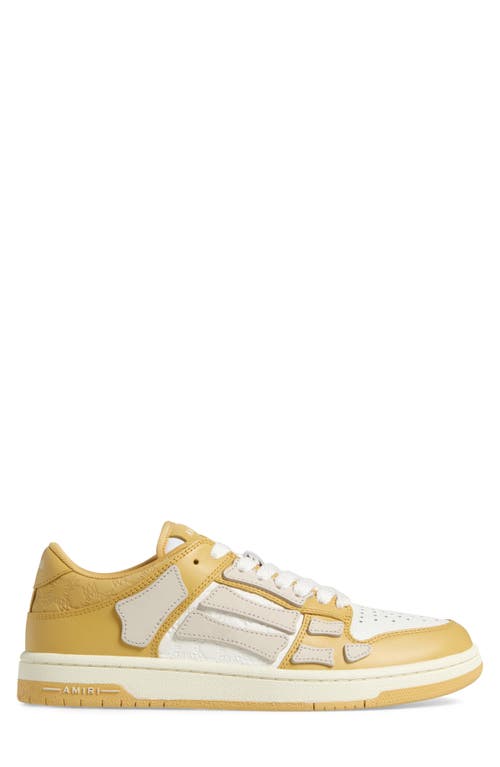 Amiri Yellow Debossed Ma Quad Skel Top Low Sneakers In Champagne