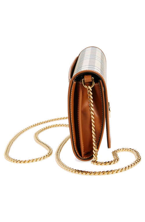 BURBERRY BURBERRY HANNAH CHECK COATED CANVAS WALLET ON A CHAIN 
