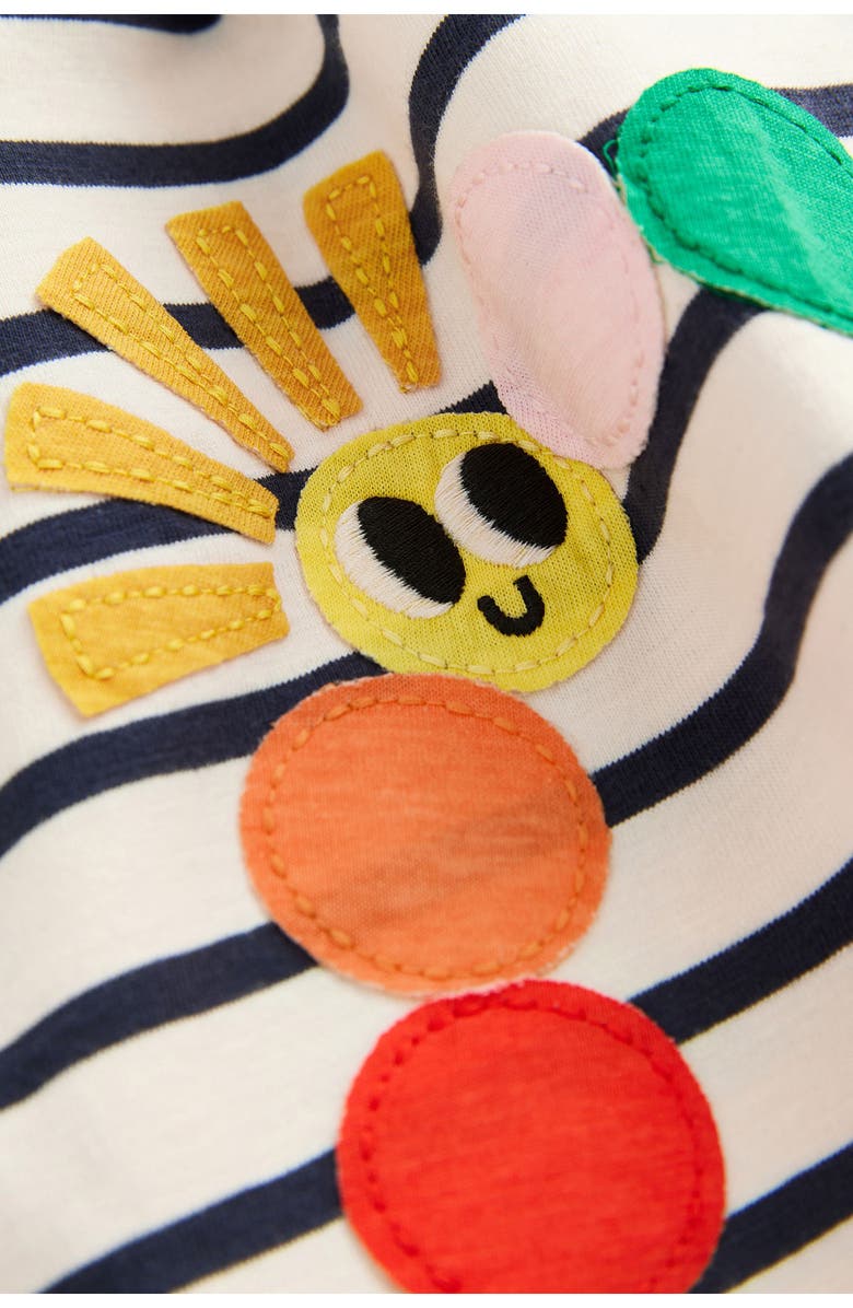 NEXT Kids' Appliqué Stripe Long Sleeve Cotton Dress, Alternate, color, Pink