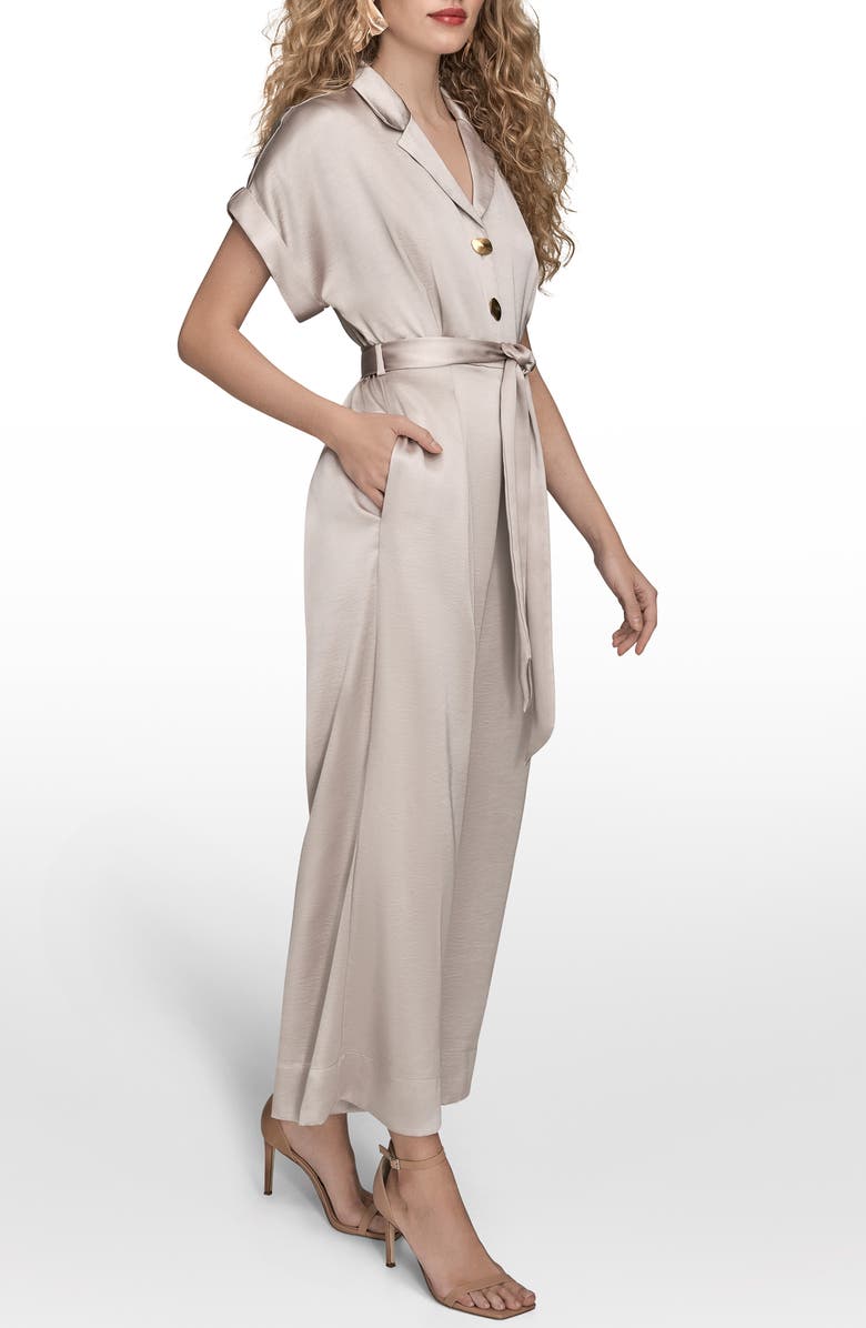 Donna Karan New York Tie Waist Satin Jumpsuit, Alternate, color, Vapor