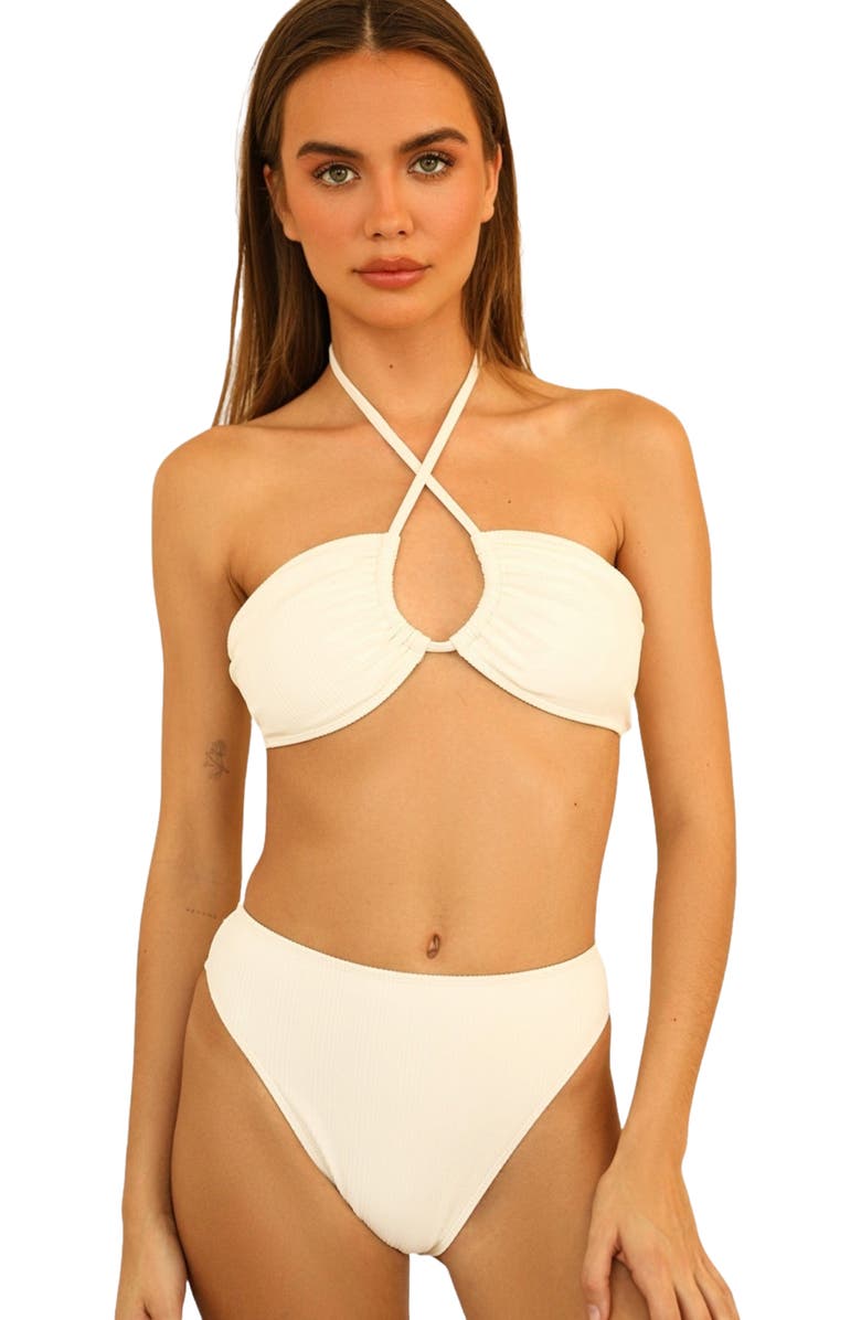 Dippin Daisys Seashore High Waisted Bikini Bottom, Main, color, Cloud Ribbed