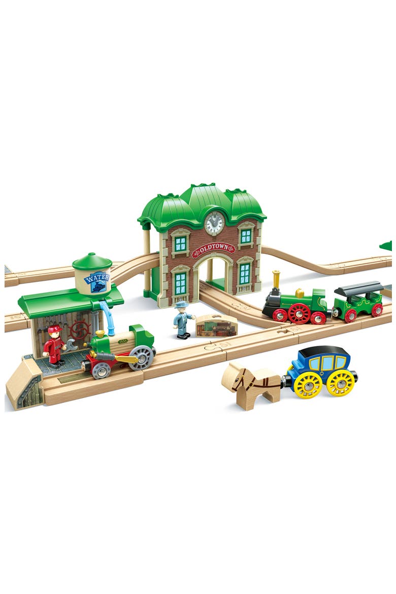 Wooden Retro Train Station Play Set, Alternate, color, MULTIPLECOLOR
