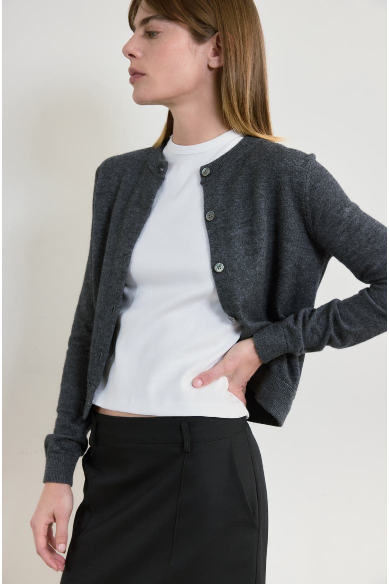 Classic Crew Wool Cardigan, Alternate, color, Charcoal
