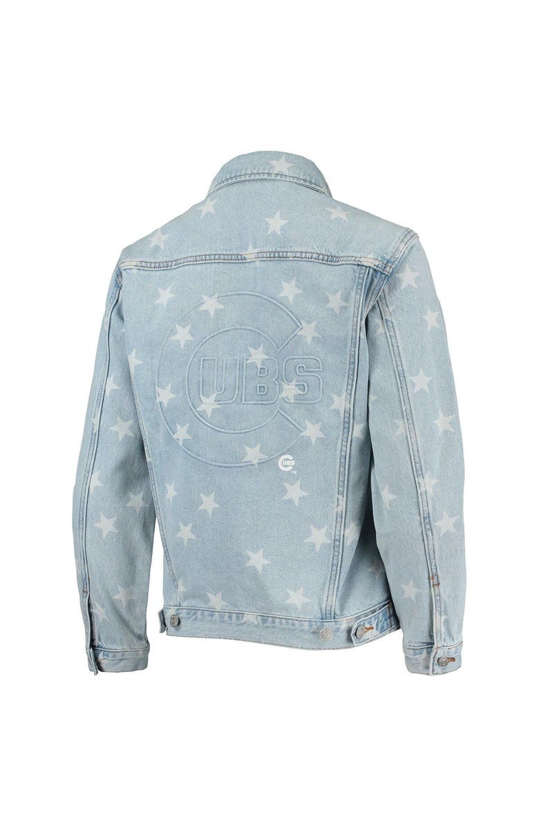 THE WILD COLLECTIVE Women's The Wild Collective Chicago Cubs Allover Print Button-Up Denim Jacket, Alternate, color, Denim