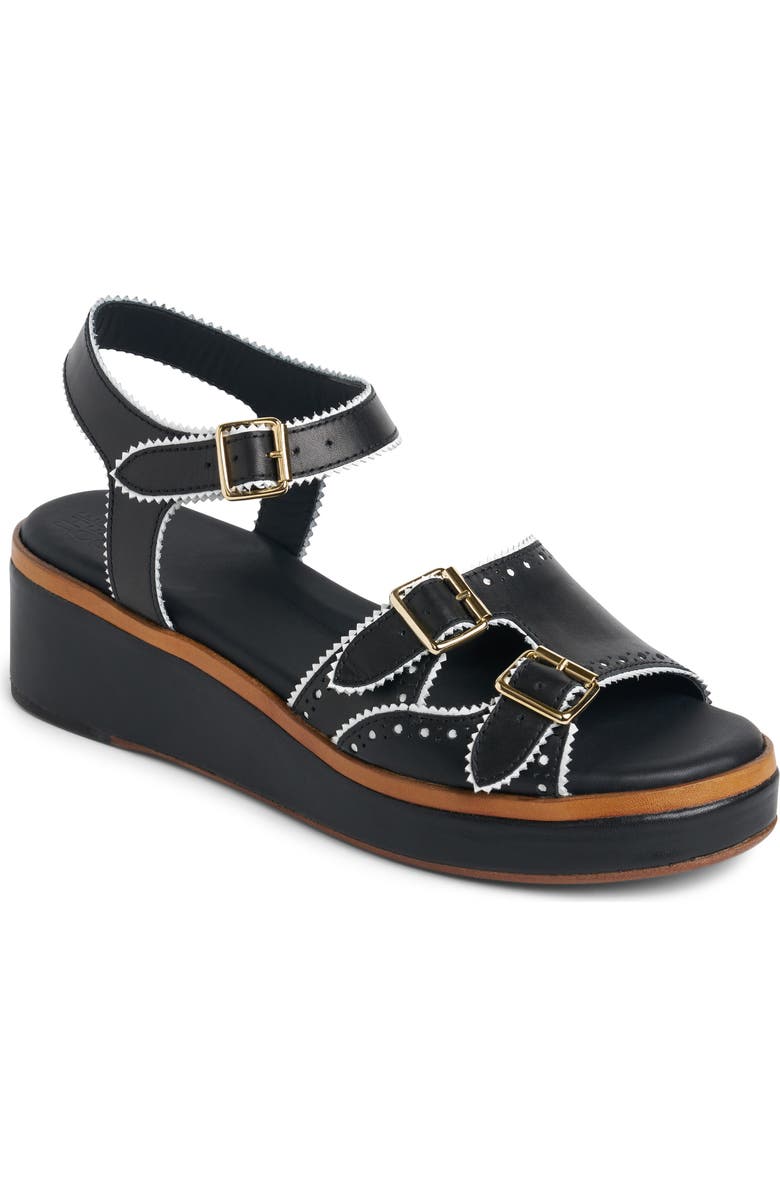 THE OFFICE OF US Miss Gia Leather Platform Sandal, Main, color, Black/ White