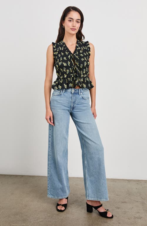 Rails Martine Floral Smocked Ruffle Crop Top In Dark Amaryllis