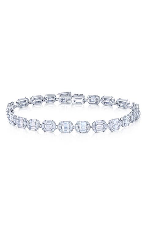18k Gold Emerald Cut Diamond Line Bracelet