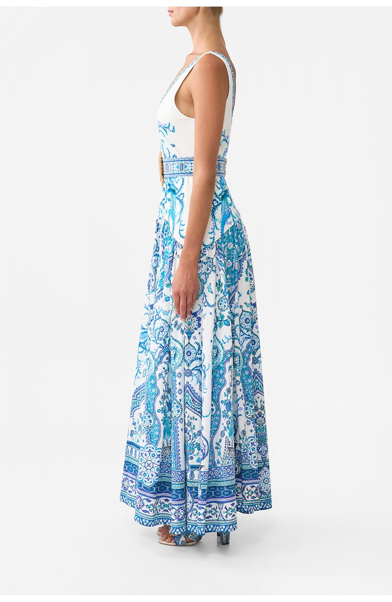 Camilla Jersey Tank Dress With Contrast Skirt Isnik Lullaby, Alternate, color, Isnik Lullaby