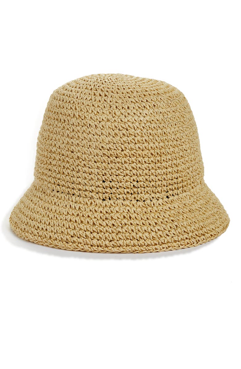 Kate Spade New York metallic crochet bucket hat, Main, color, 