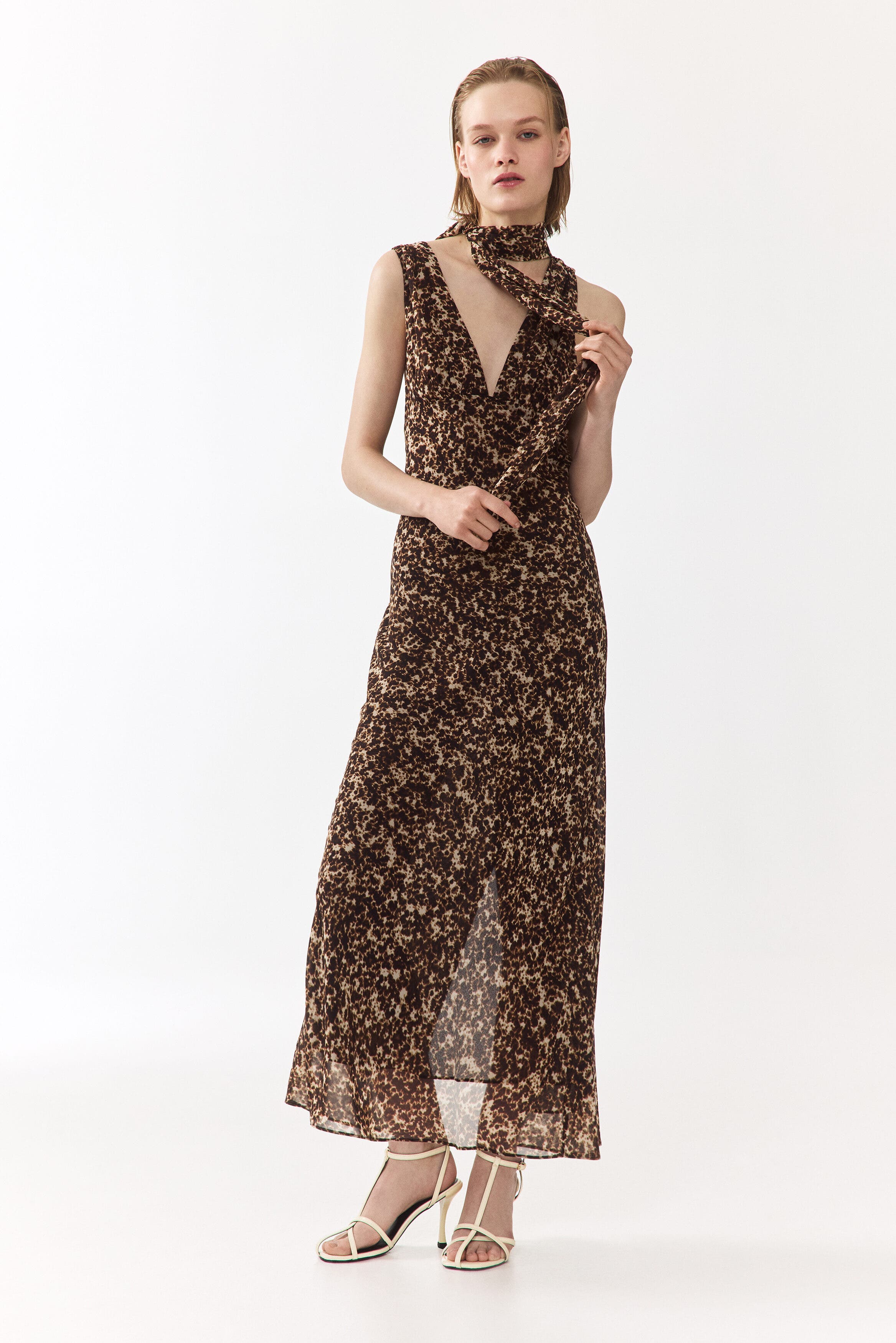 Sacai Mixed Media Long Sleeve Wool Suiting & Knit Sweater Dress