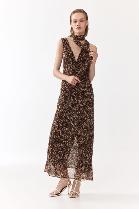 Scarf-detail Chiffon Dress