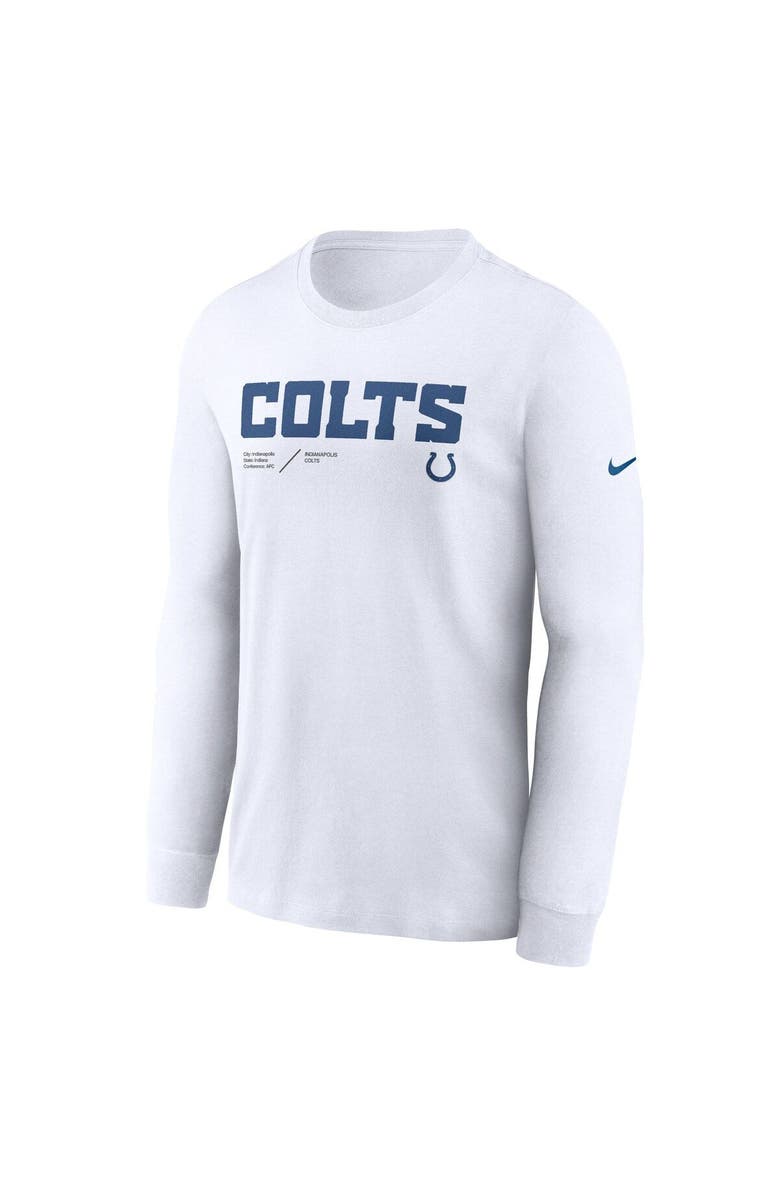 Nike Men's Nike White Indianapolis Colts Sideline Infograph Lock Up Performance Long Sleeve T-Shirt, Alternate, color, White