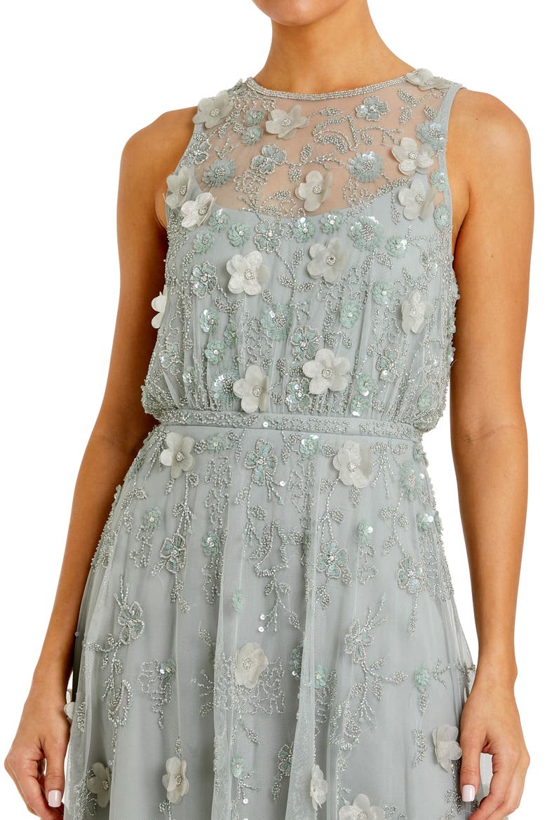 Floral Embellished Sleeveless Midi Dress, Alternate, color, Sage