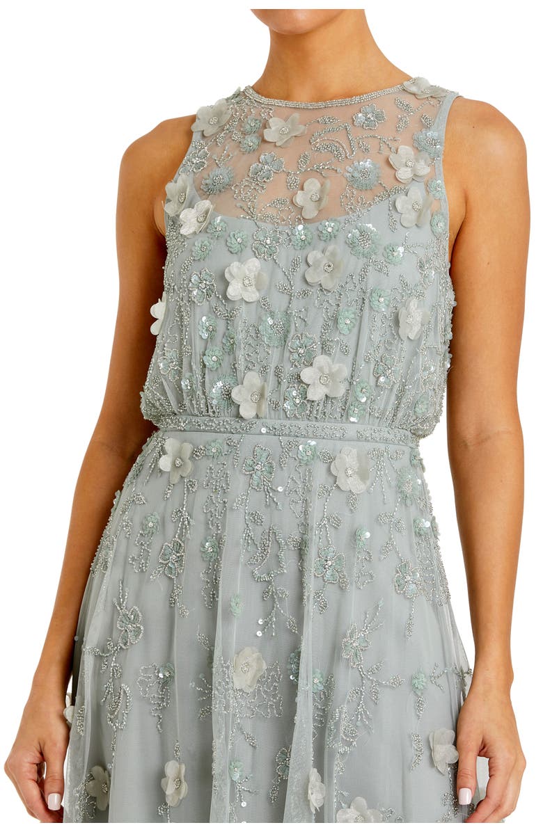 Mac Duggal Floral Embellished Sleeveless Midi Dress, Alternate, color, Sage
