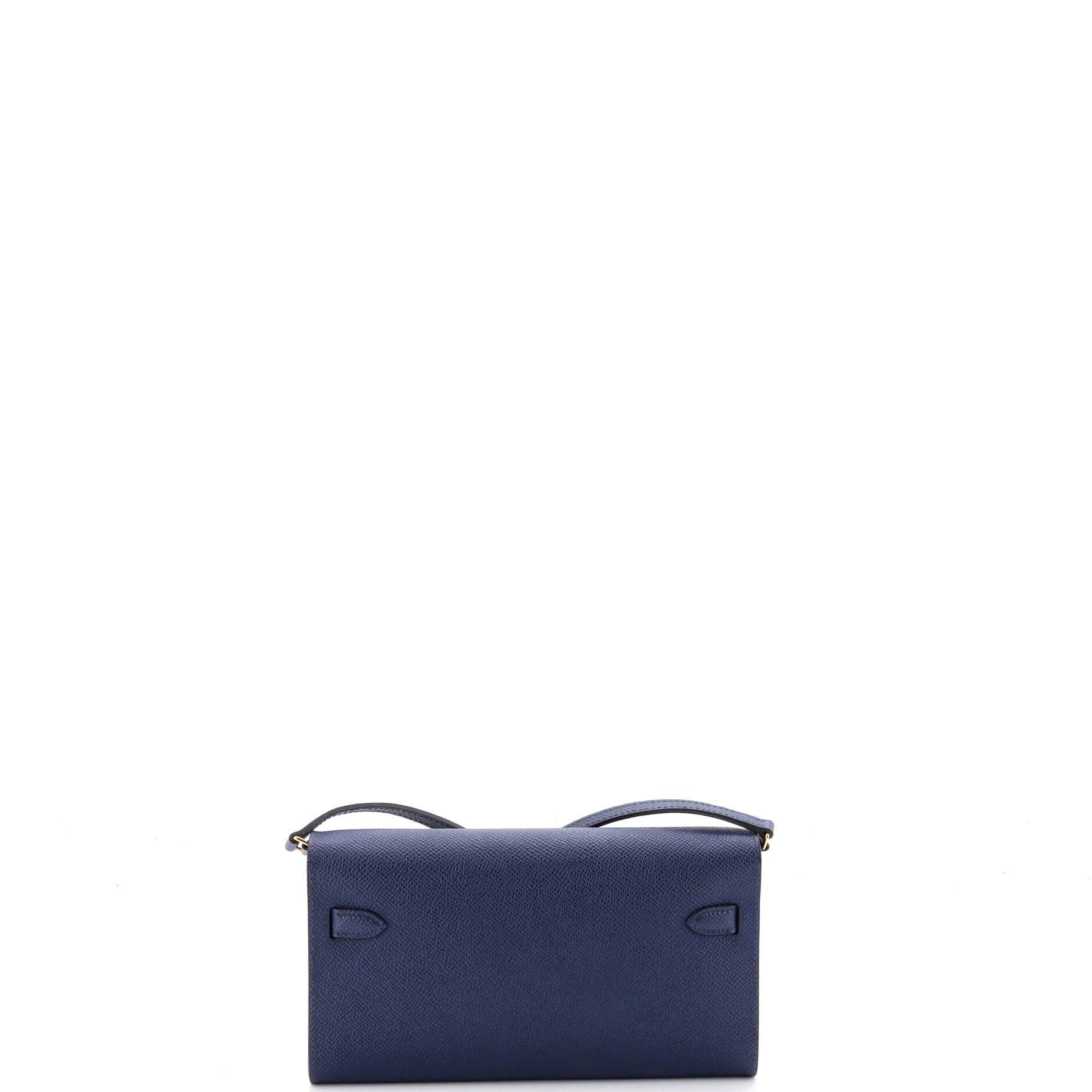 Pre-Owned Hermes Kelly To Go Wallet Epsom, Alternate, color, Bleu Saphir
