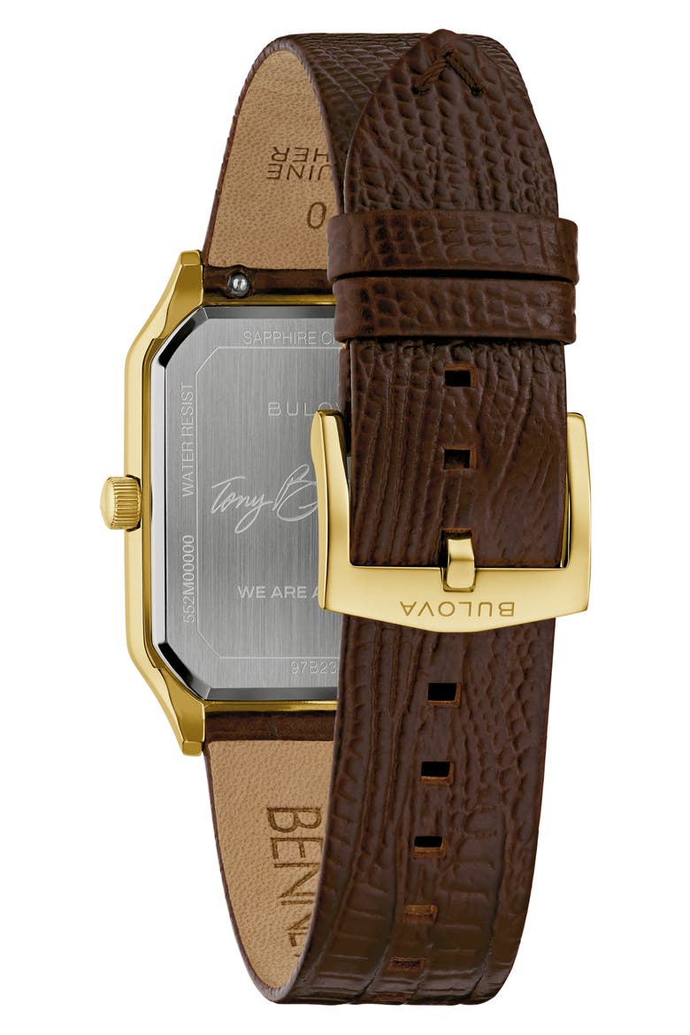 Tony Bennett We Are All Here Leather Strap Watch, 32mm, Alternate, color, GOLD-TONE