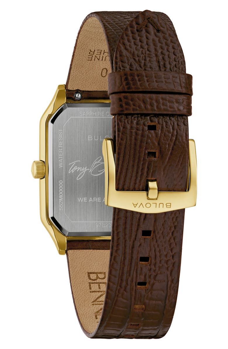 BULOVA Tony Bennett We Are All Here Leather Strap Watch, 32mm, Alternate, color, Gold-Tone