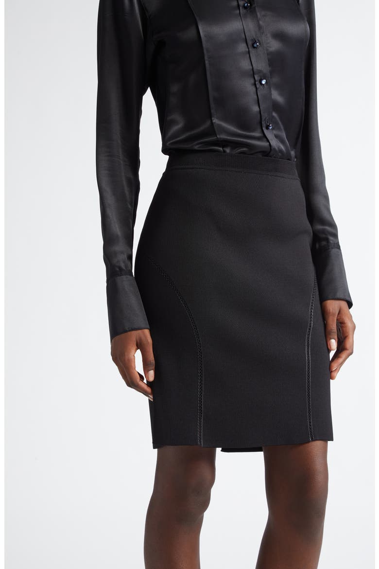 Openwork Embroidery Inset Sweater Skirt, Alternate, color, LB999 BLACK