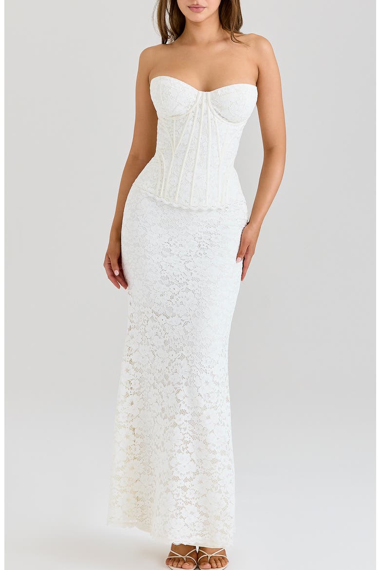 Solaine Lace Corset Gown, Main, color, IVORY