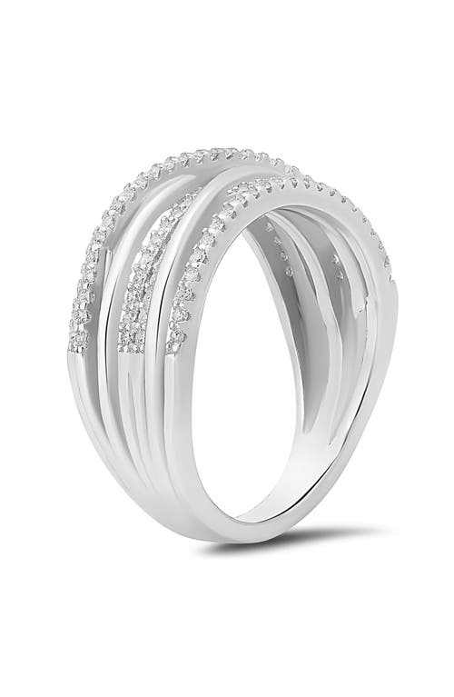 Queen Jewels Crossover Cubic Zirconia Ring In Silver