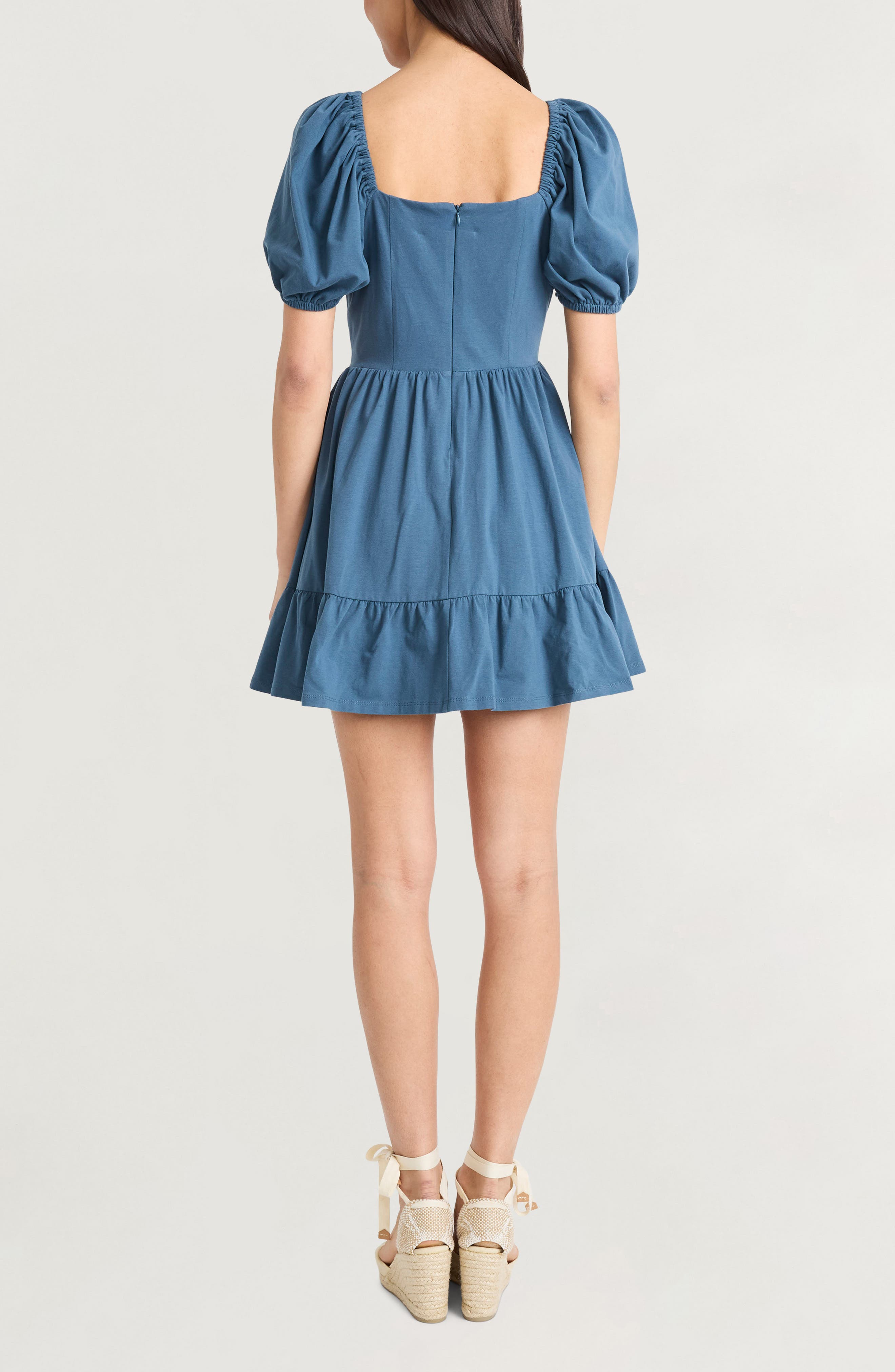 Solid Puff Sleeve Knit Dress - image 2