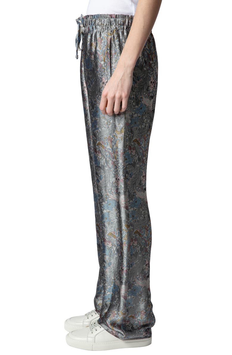 Zadig & Voltaire Pomy British Flowers Jacquard Drawstring Pants, Alternate, color,