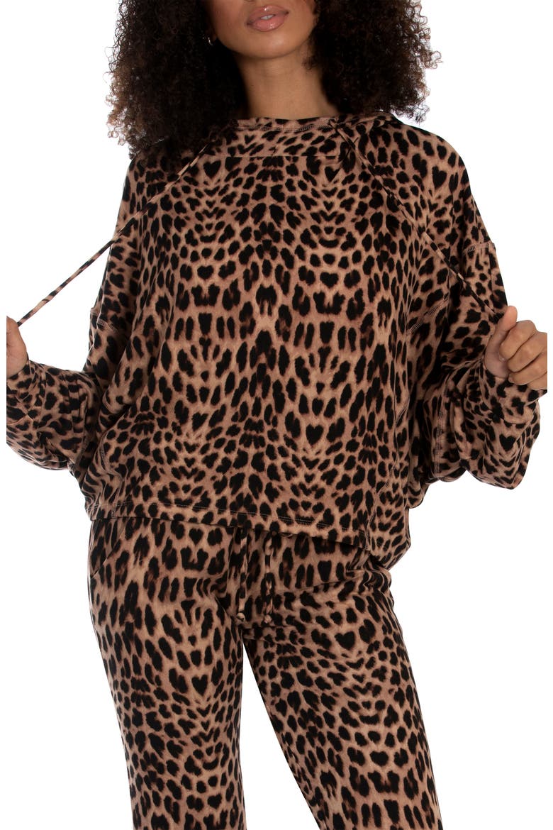 Cleo Animal Print Hoodie, Main, color, BROWN ANIMAL