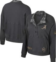 COLOSSEUM Women's Colosseum  Heather Charcoal Alabama Crimson Tide OHT Military Appreciation Payback Henley Thermal Sweatshirt