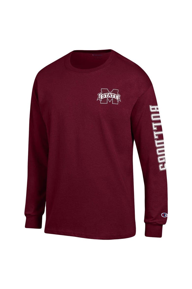 Men's Champion Maroon Mississippi State Bulldogs Team Stack Long Sleeve T-Shirt, Alternate, color, Maroon