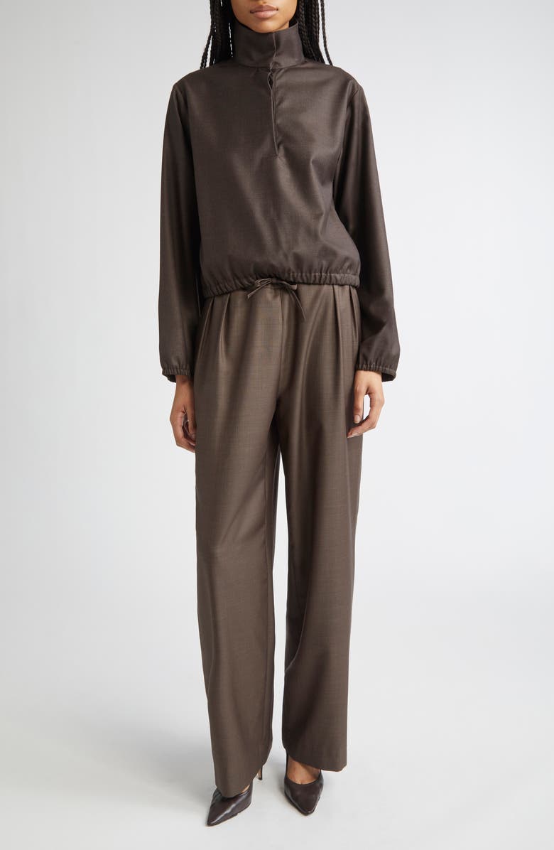 LOULOU DE SAISON Zyla Stand Collar Wool Top, Alternate, color, Grizzly