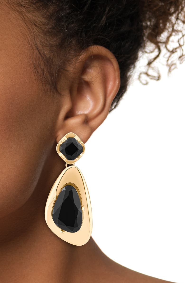 JARDIN Molten Drop Earrings, Alternate, color, Black/ Gold