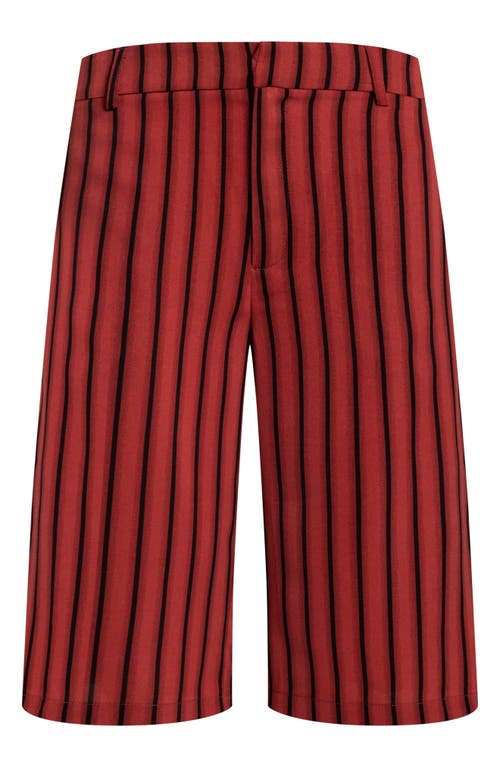 Lioness Kurt Stripe Low Rise Bermuda Shorts In Crimson Pinstripe