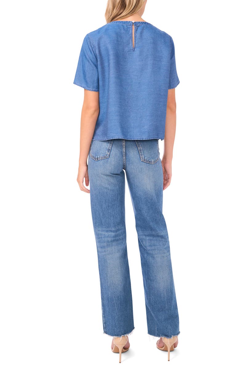 Vince Camuto Bead Detail Chambray Top, Alternate, color, Chambray Blue