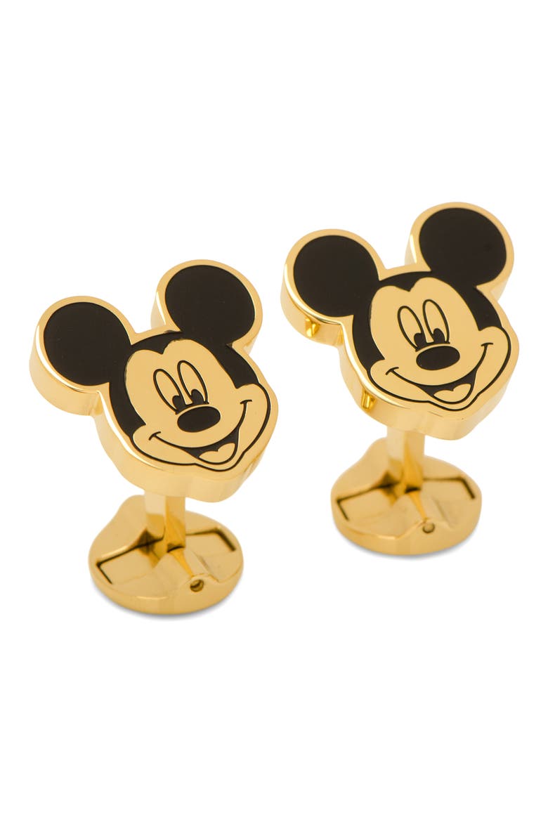 Disney Mickey Mouse Cuff Links, Main, color, GOLD