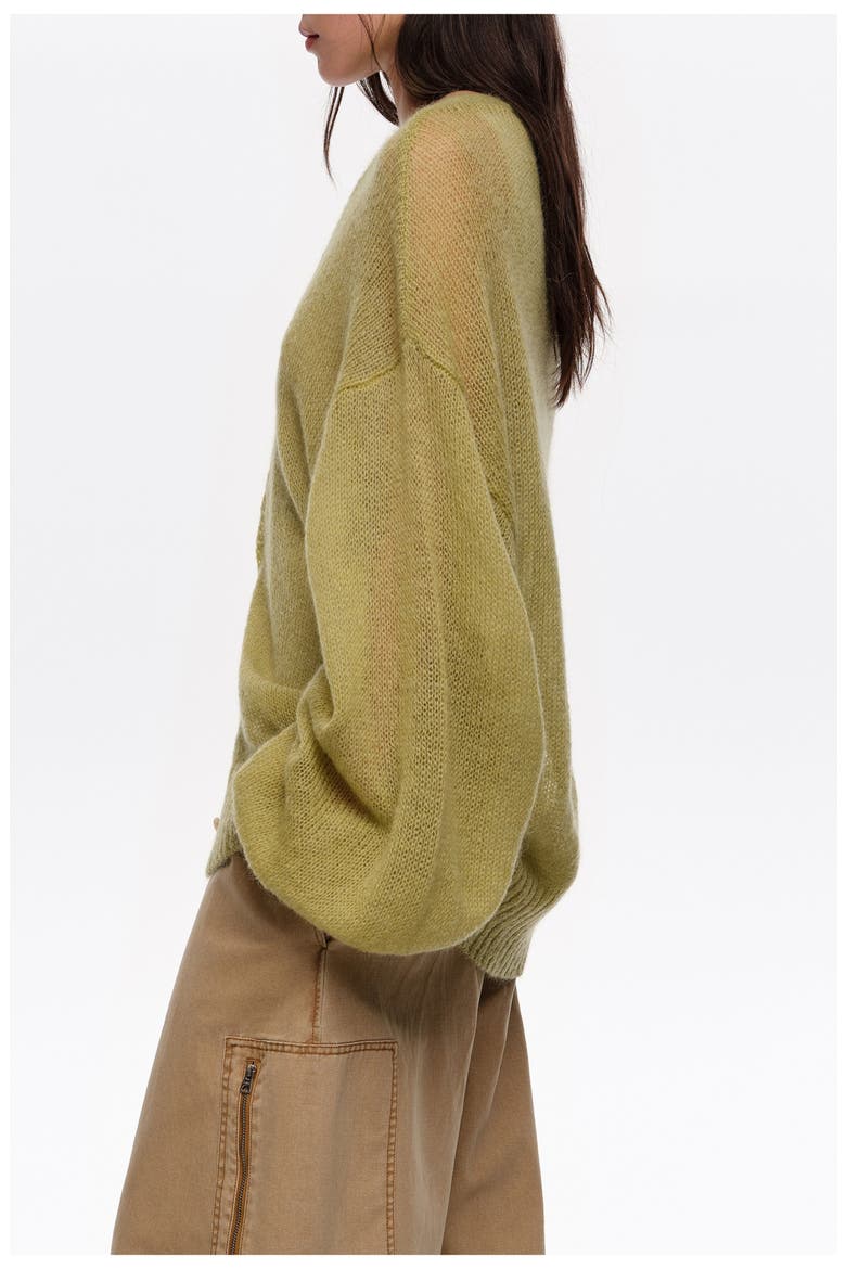 Mohair And Wool Long Cardigan, Alternate, color, GREEN
