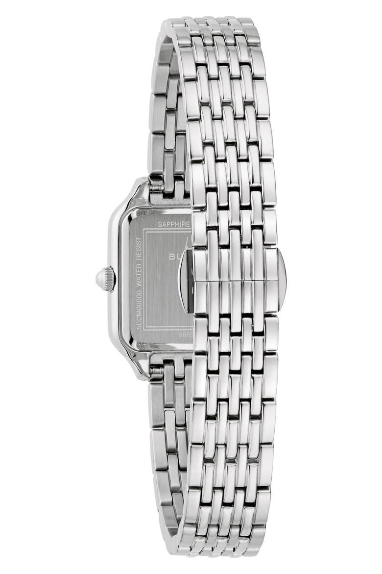 Classic Sutton Square Diamond & Mother-of-Pearl Bracelet Watch, 23mm, Alternate, color, SILVER-TONE
