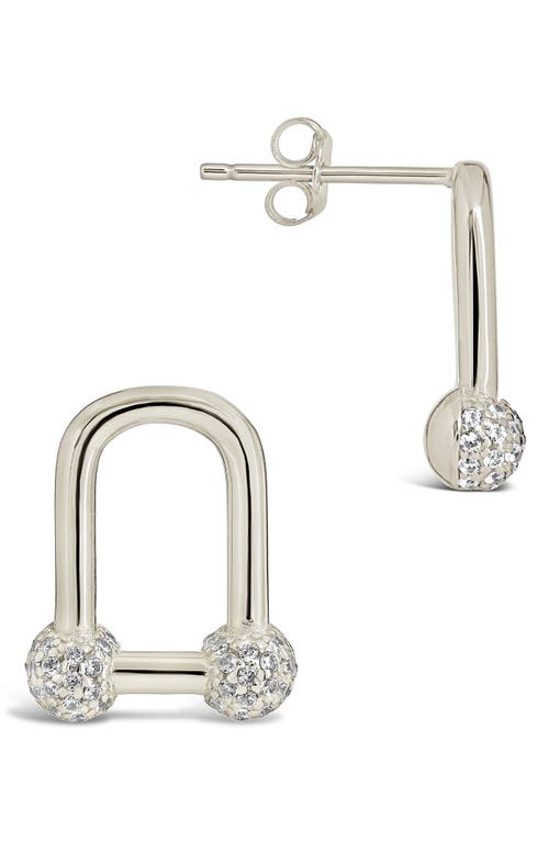 Sterling Forever Sterling Silver Ramzee Cz Stirrup Chain Stud Earrings In Metallic