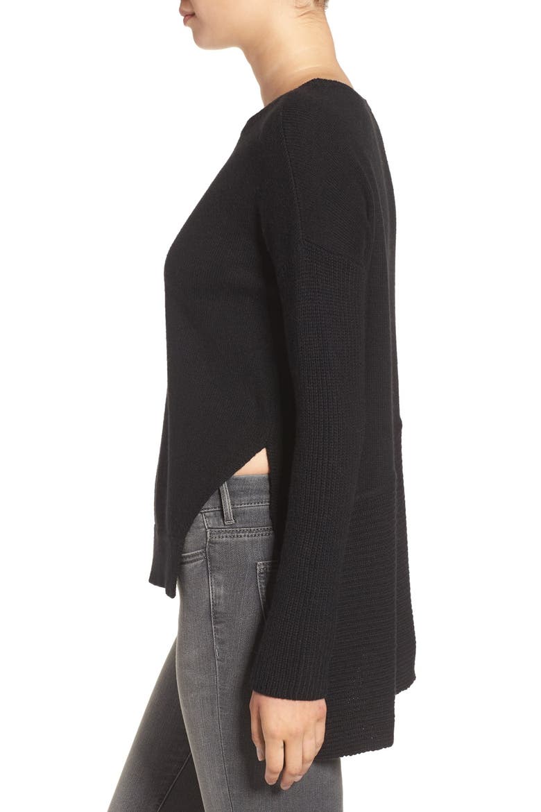 Asymmetrical Hem Sweater, Alternate, color, BLACK