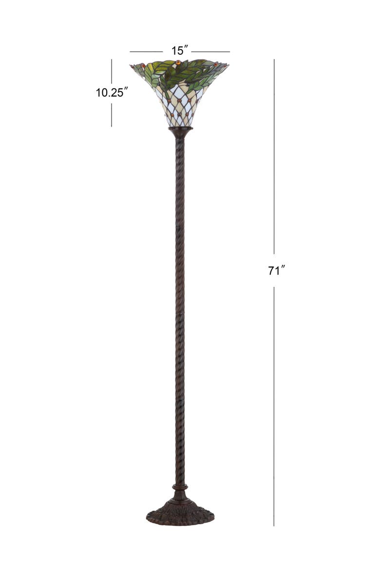 Botanical Tiffany-Style 71" Torchiere LED Floor Lamp, Bronze, Alternate, color, Bronze